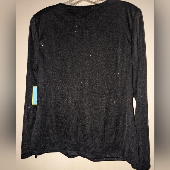 NWT CeCe Holiday Sheer SHIMMER Long Sleeved Evening Cocktail Bling Party Top NYE - Picture 2 of 9